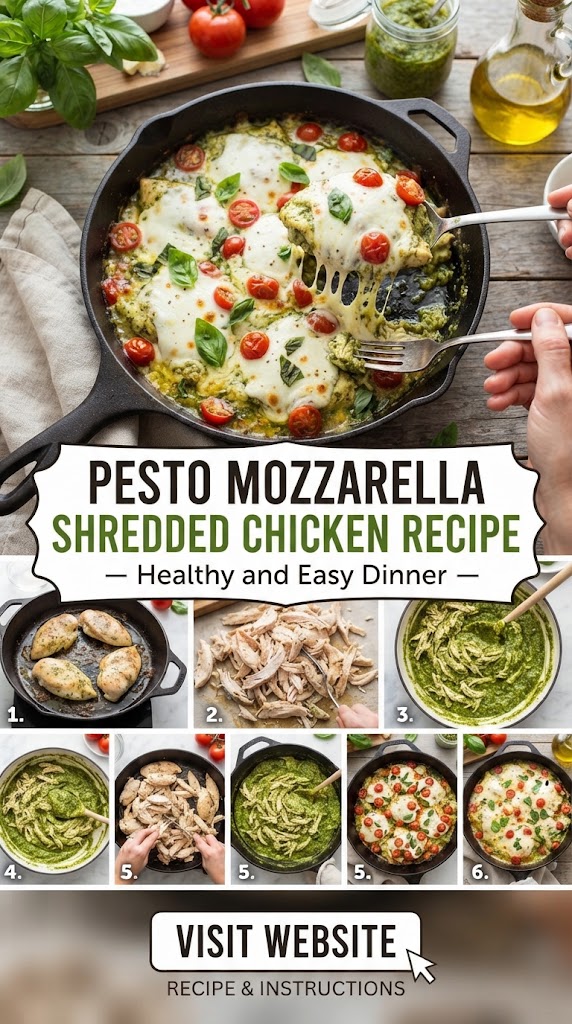 Pesto Mozzarella Shredded Chicken Recipe – Healthy and Easy Dinner