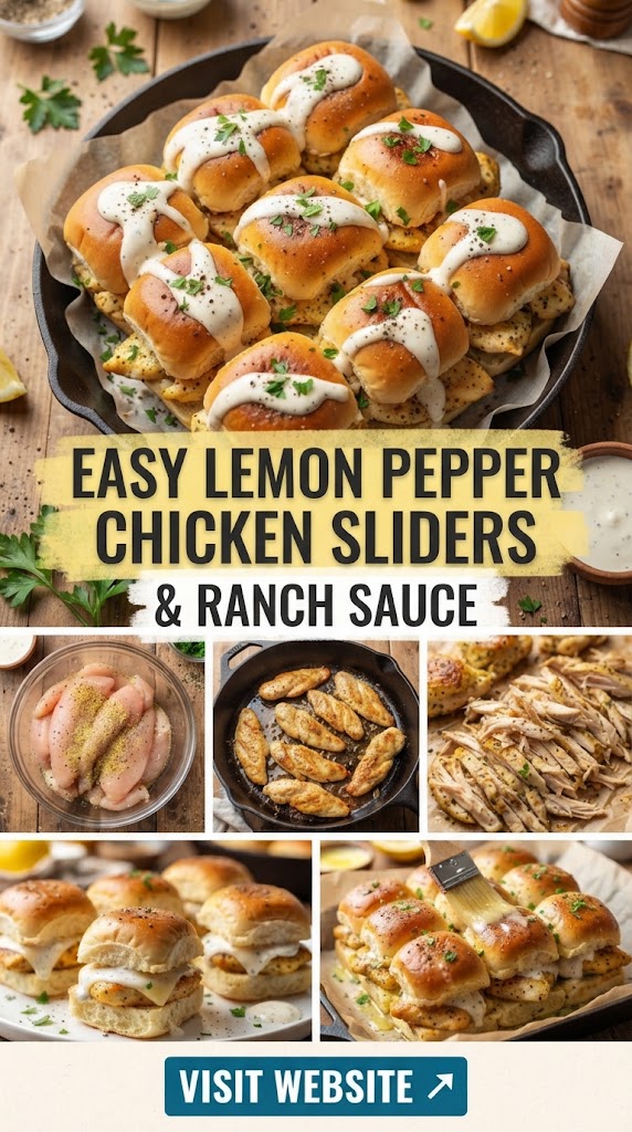 Easy lemon pepper chicken sliders with ranch sauce