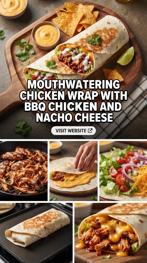 Mouthwatering chicken wrap with BBQ chicken and nacho cheese