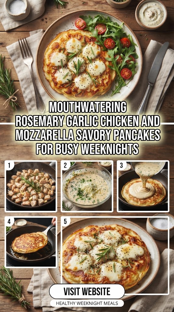 Mouthwatering rosemary garlic chicken and mozzarella savory pancakes for Busy Weeknights