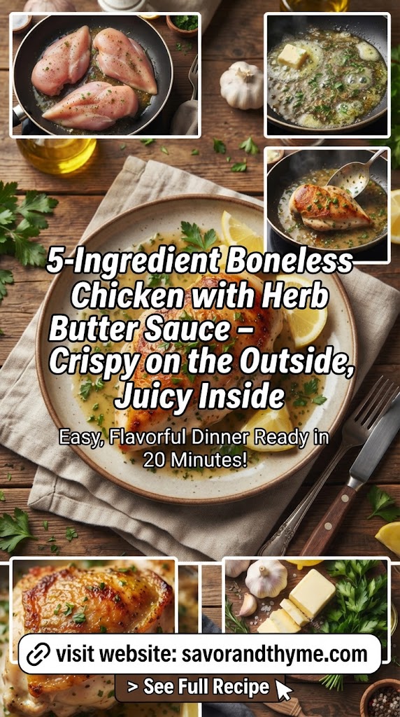 5-Ingredient Boneless Chicken with Herb Butter Sauce – Crispy on the Outside, Juicy Inside